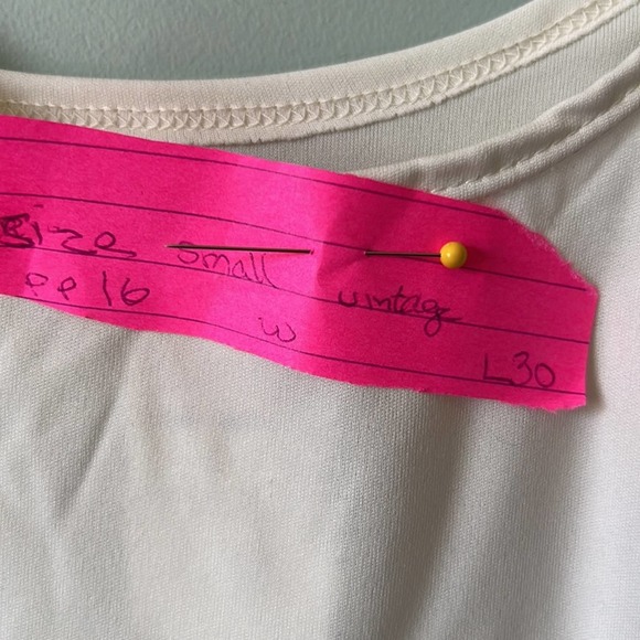 Vintage Cream strappy long camisole cami shell tank top workout shirt Small - Picture 5 of 5